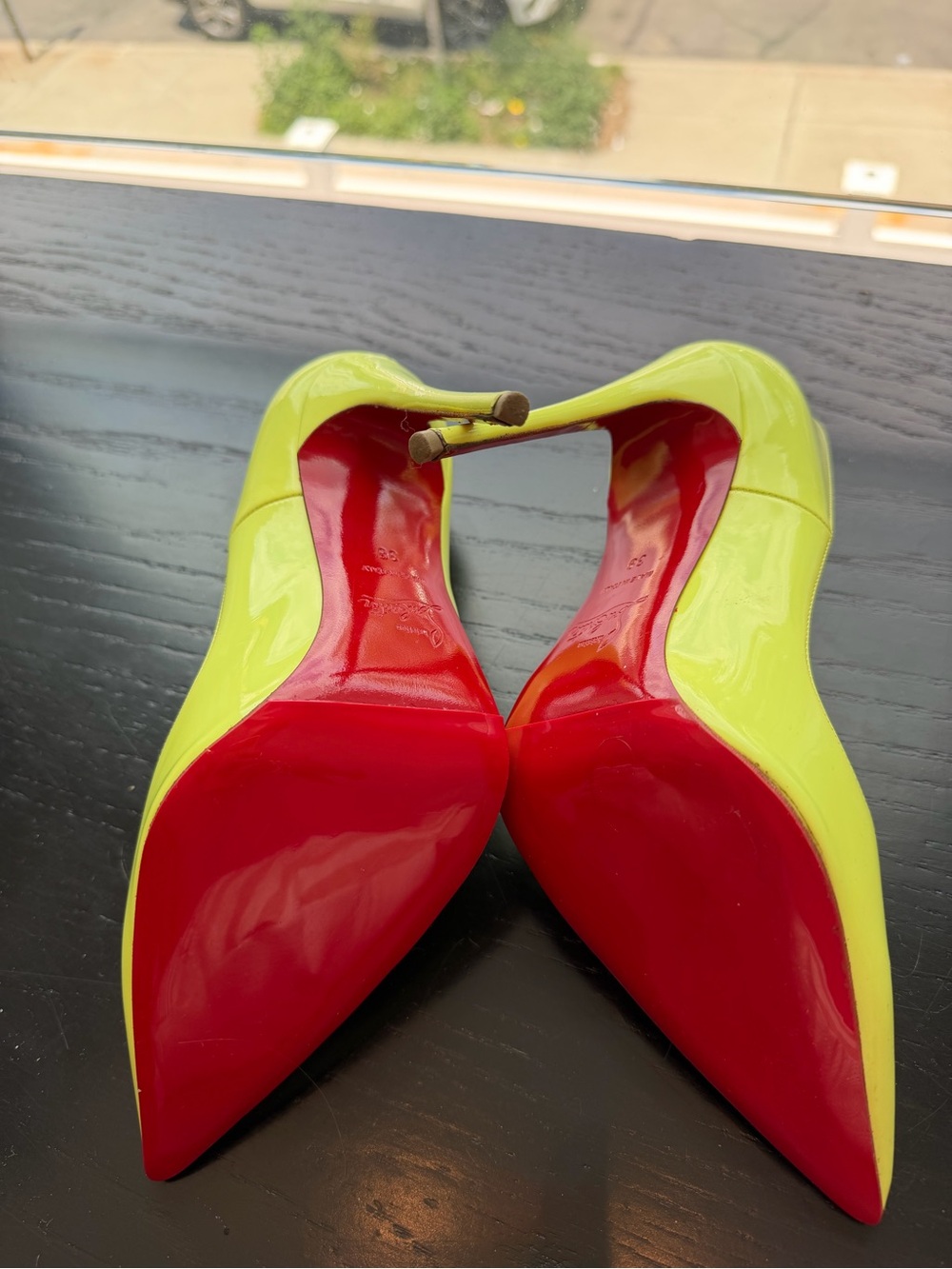 Christian Louboutin SO KATE 120 Neon Fluorescent Yellow Green Stiletto Pumps, 38 - Picture 6 of 12